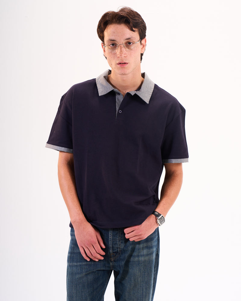 Textured Grey Collar Polo