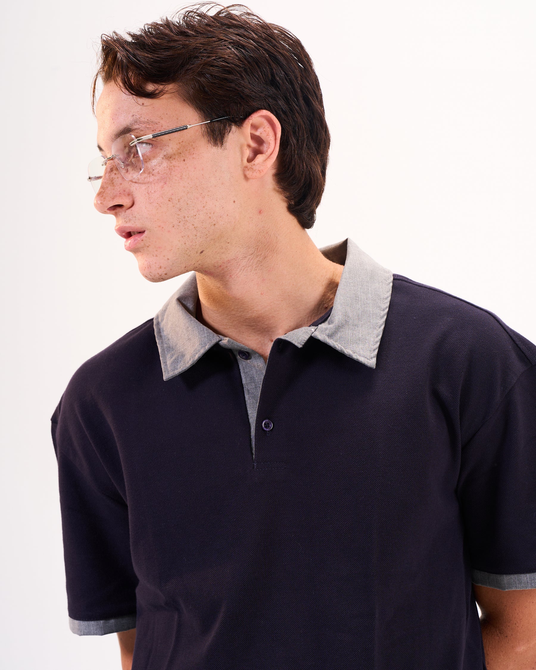 Textured Grey Collar Polo