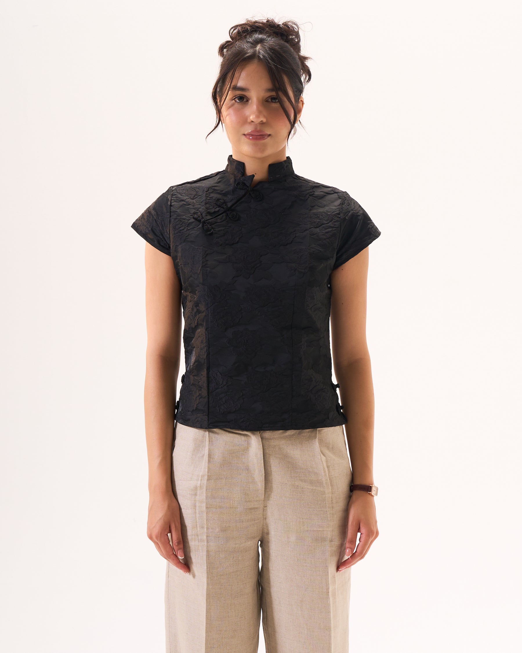 Black Qipao Top