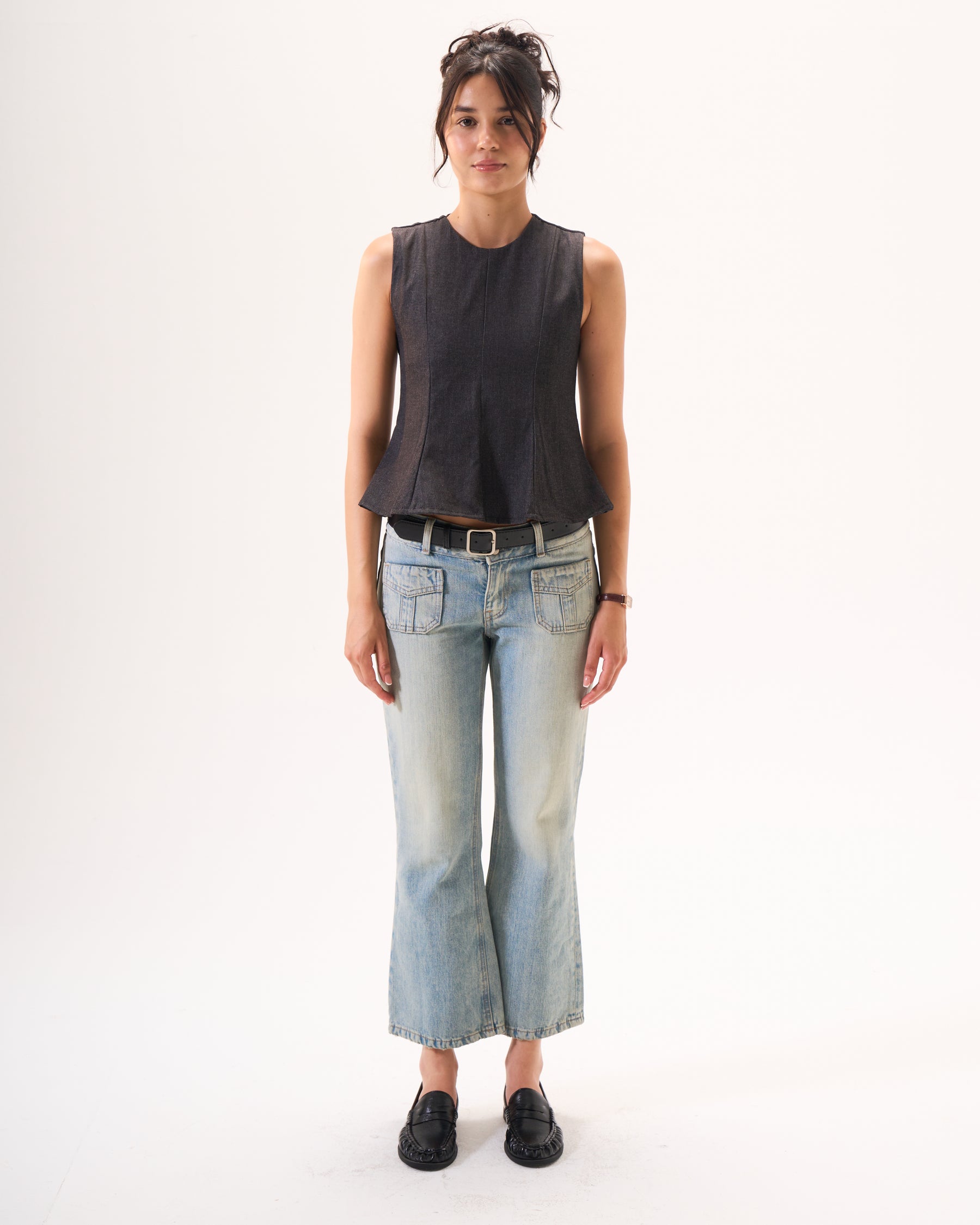 Denim corset top