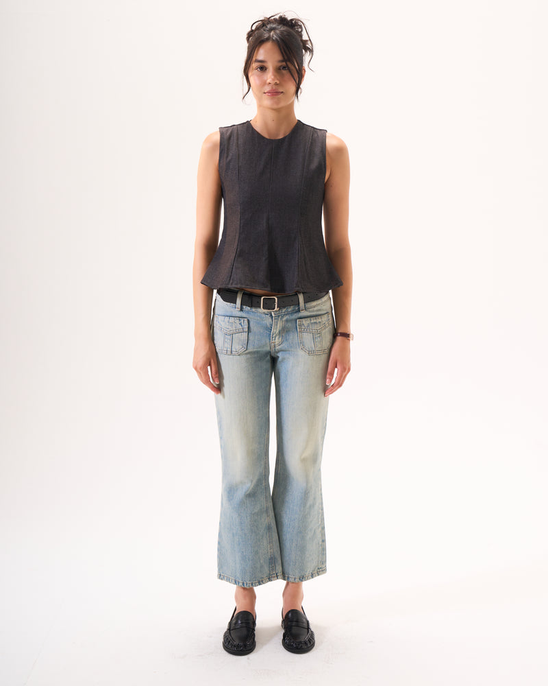 Denim corset top