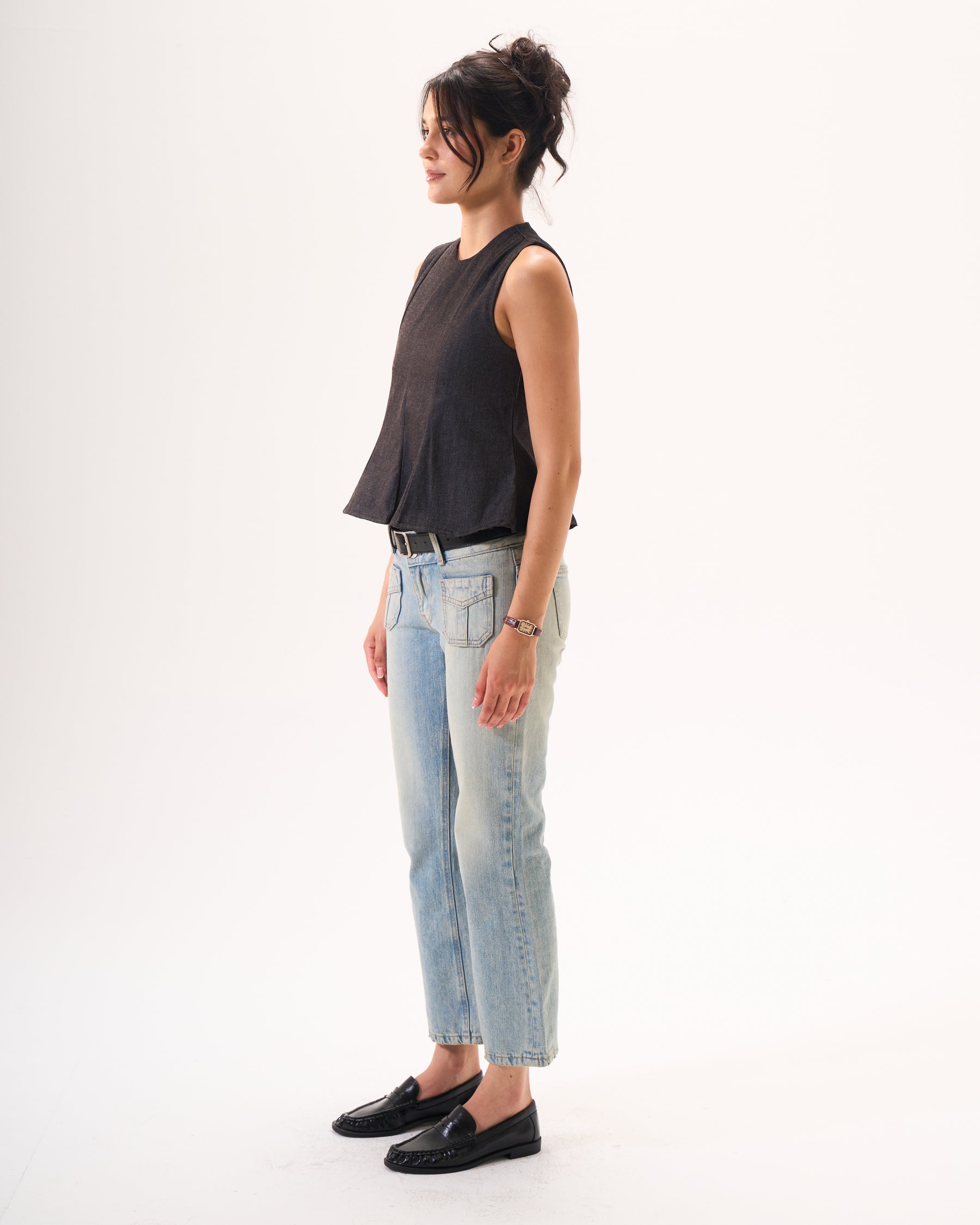 Denim corset top