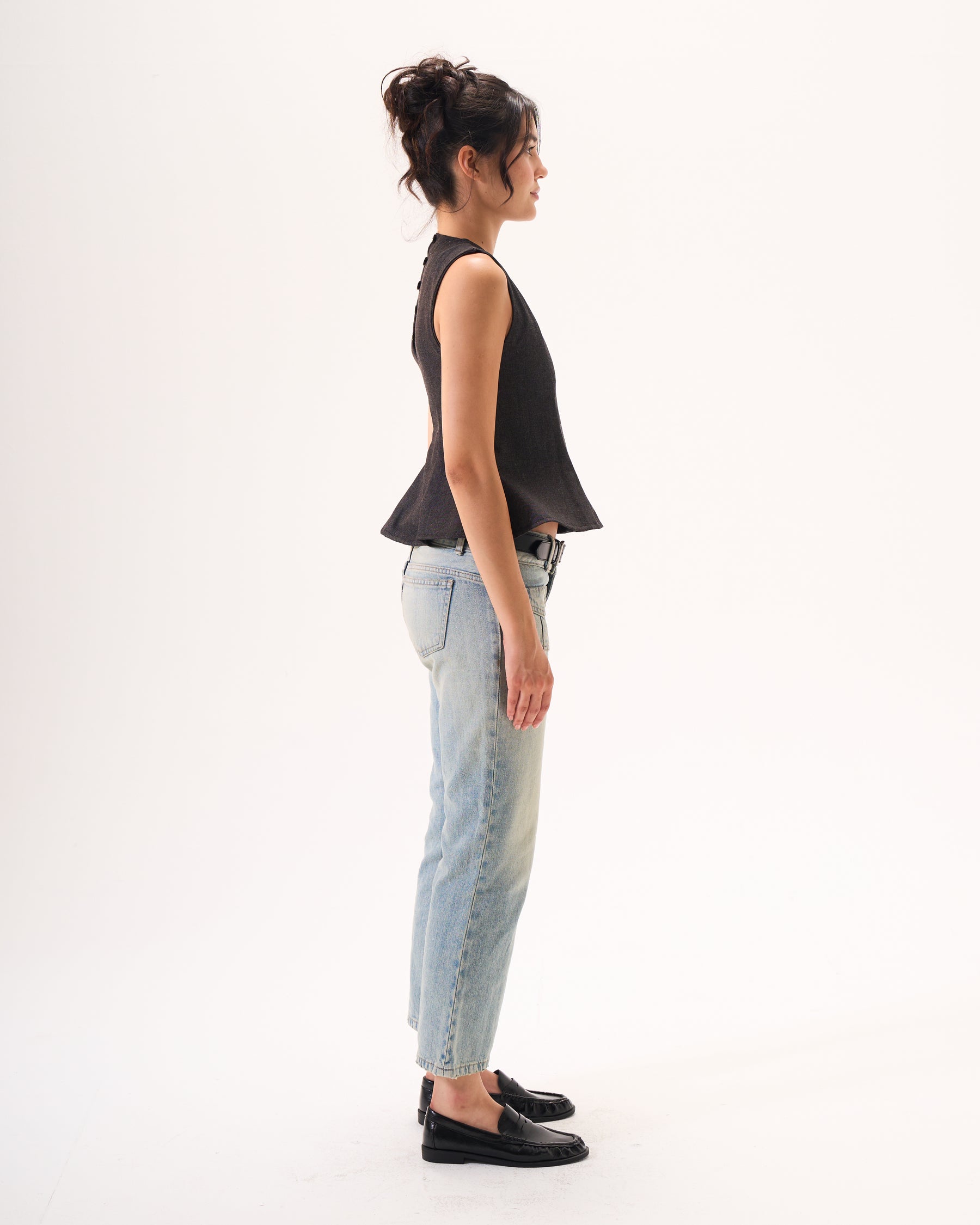 Denim corset top