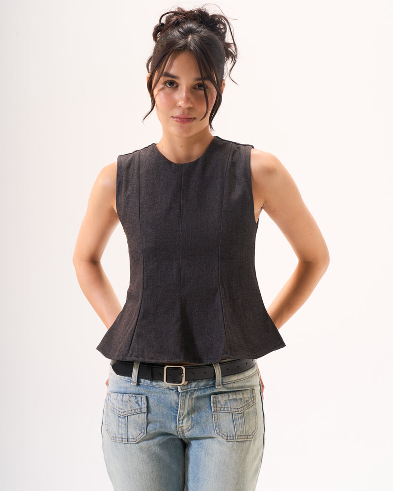 Denim corset top