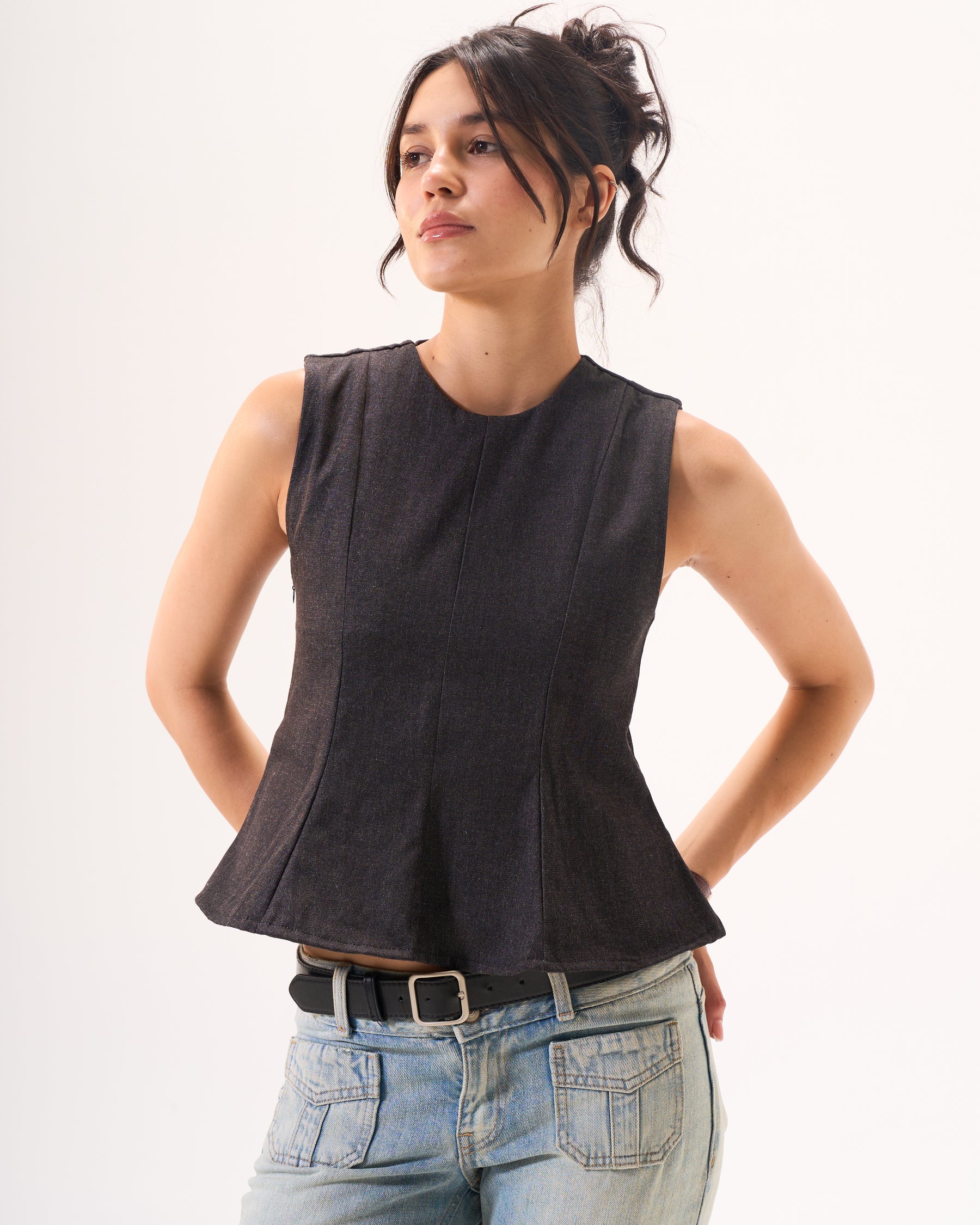 Denim corset top
